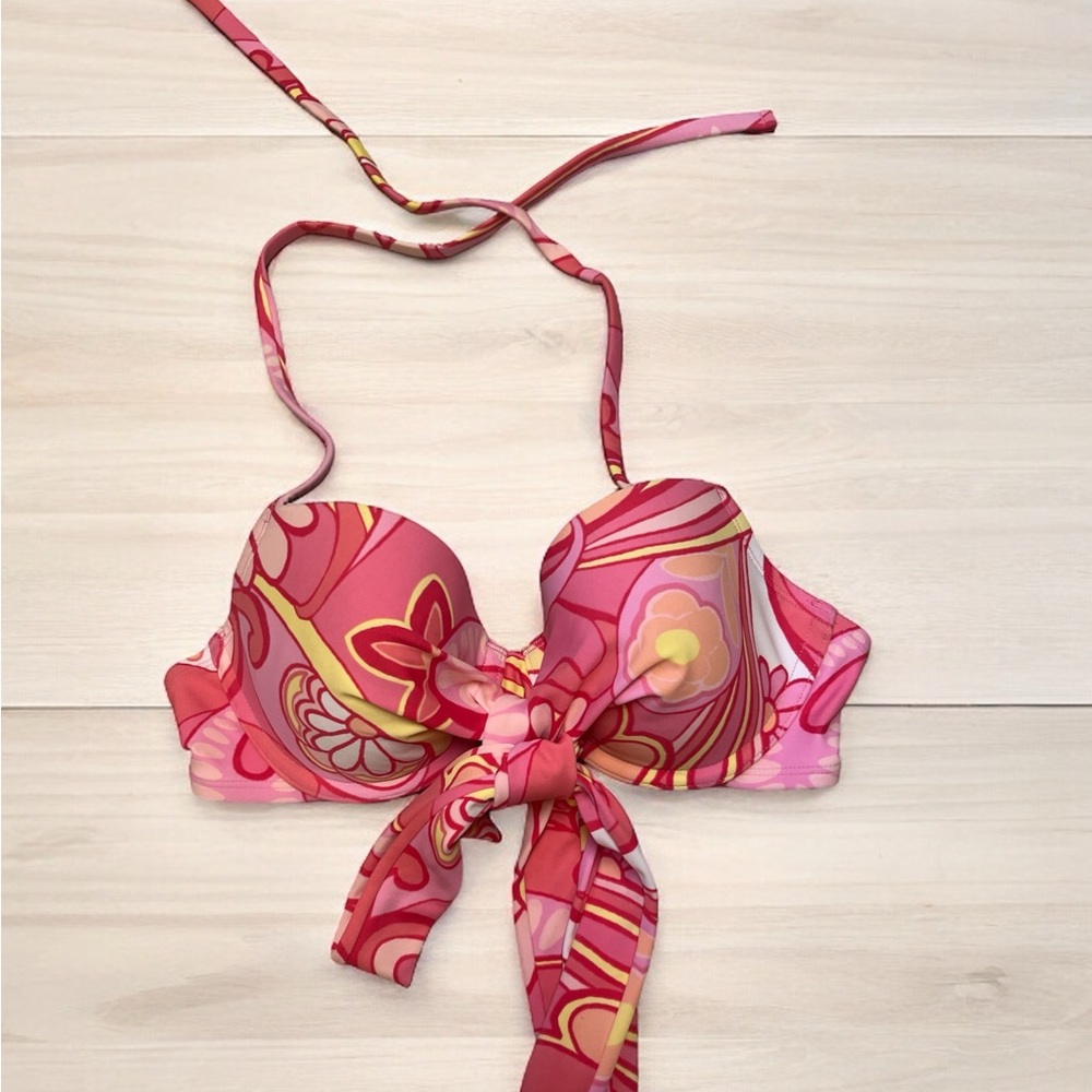 Aerie Women’s bikini underwire top pink floral print size 34D - Picture 1 of 7
